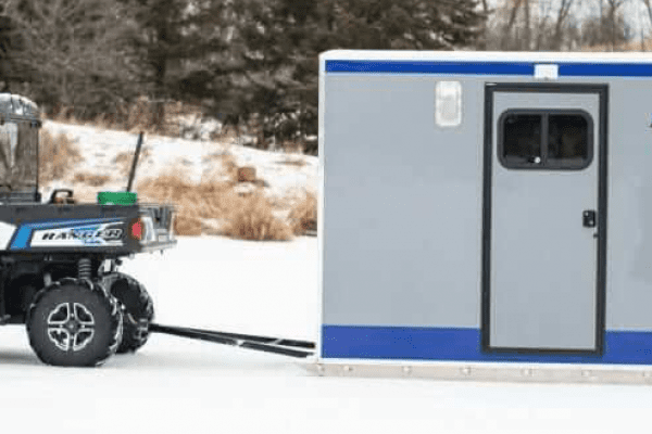 Pulling Ice Fishing Blind